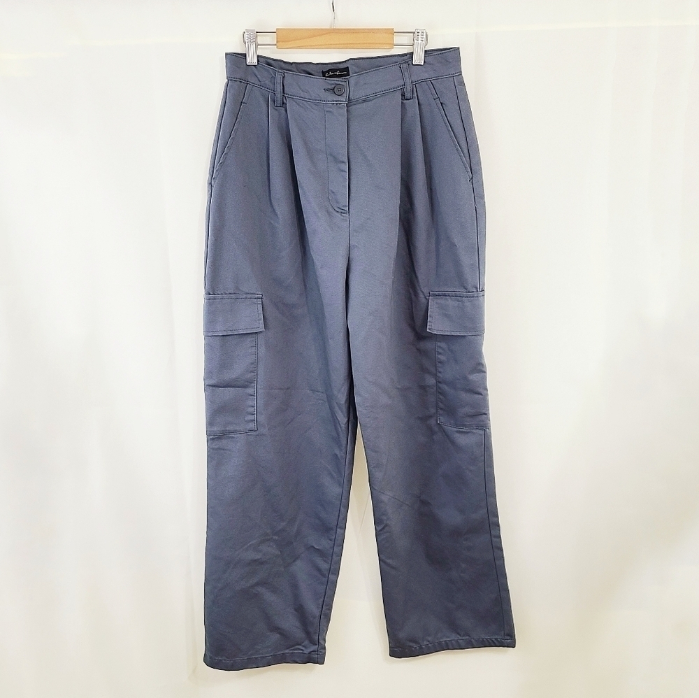 Retro grandpacore wide leg cargo pants pleated gray women's size large New NWOT